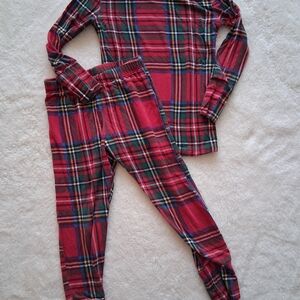 Posh Peanut Red and Green Plaid Kids Pajama Set